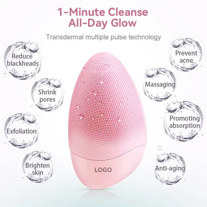 SKB-1811 Home Use Waterproof Electric Warm Up Vibration Soft Silicone Facial Cleansing Brush