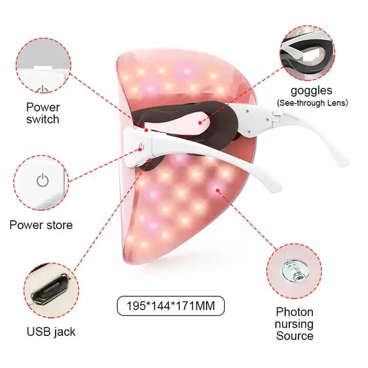 SKB-1818P Beauty care wireless colorful light therapy led facial therapy mask